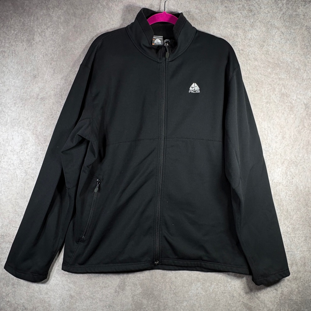 Nike Jacket Men XL Black ACG Therma-FIT Softshell Fleece Full Zip Outdoor Active